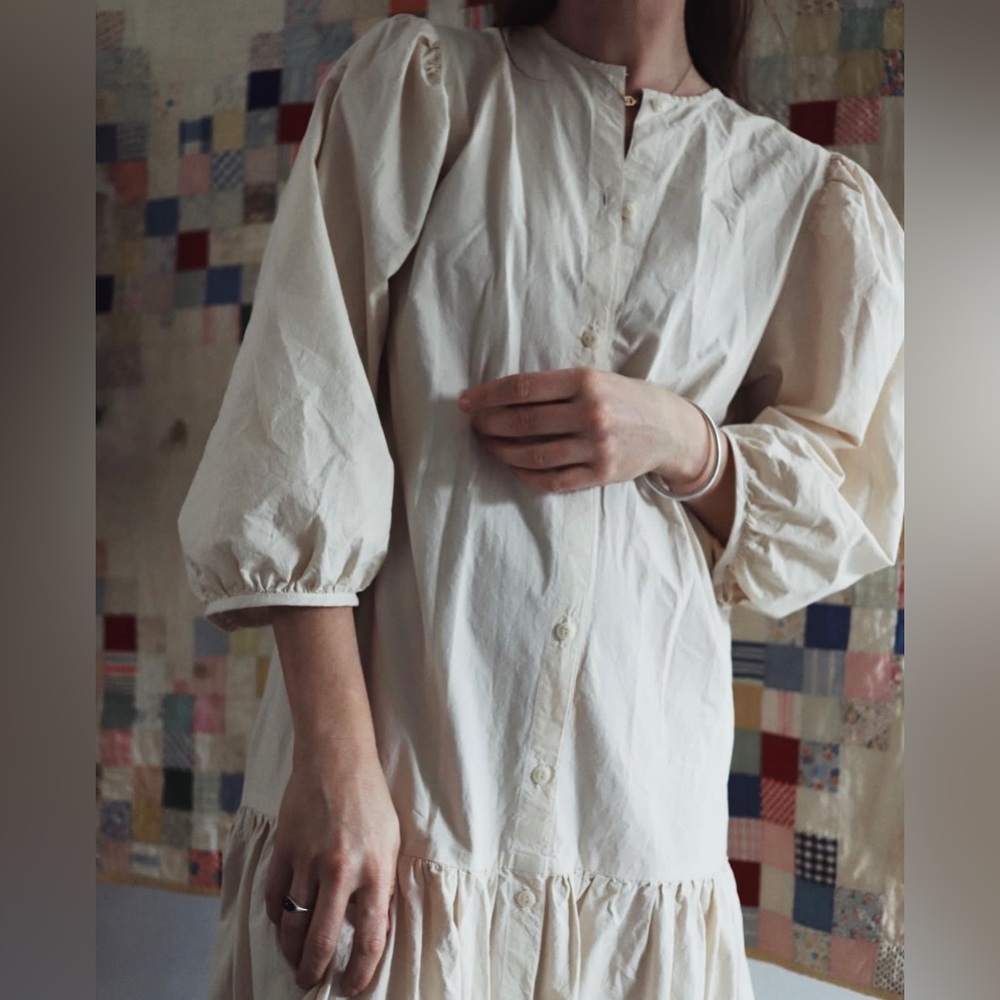 Rudy Judy Janey Dress Natural Size M 100% Organic Cotton Poplin Sold Out RARE